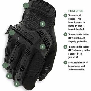 Mechanix Wear M-Pact 3 Covert Tactical Gloves Large, Black Large